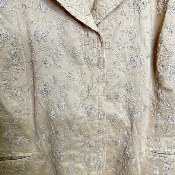 J.Jill Ginger 100% Cotton Boho Embroidered Lined Blazer Jacket Size 12 p Tan - Picture 6 of 16